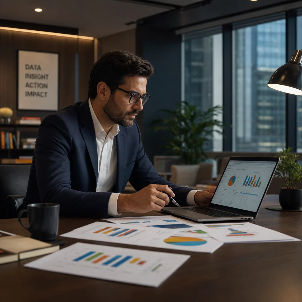 Consultant travaillant sur un audit digital en bureau